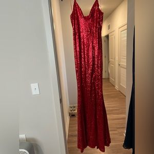 Red sparkly show stoping gown